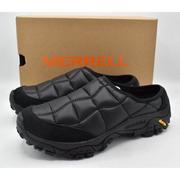 Merrell Women 8.5 MOAB 2 Slide Quilted SE Slip On Black Vibram Sole Shoes Mules - Picture 1 of 13